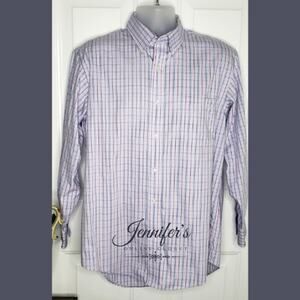 3/$25 Lands' End Men's Plaid Button Down Shirt Size 16-32 Traditional